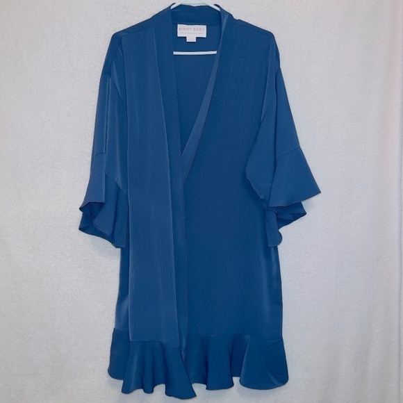 Birdy Grey Kenny Ruffle Robe in Slate Blue Wedding Bridesmaid size M/L - Picture 2 of 7